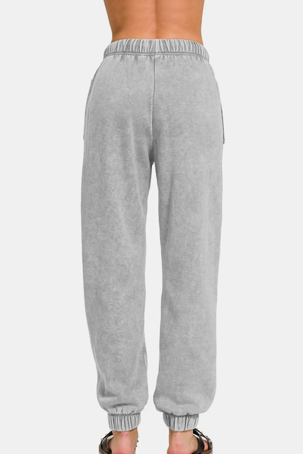 Zenana Full Size Acid Wash Fleece Drawstring Sweatpants with Pockets Trendsi